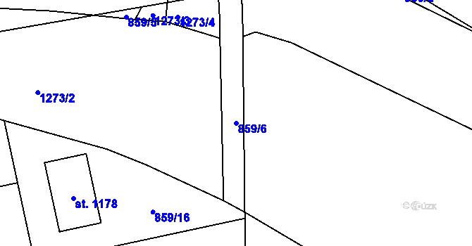 Parcela st. 859/6 v KÚ Žebrák, Katastrální mapa