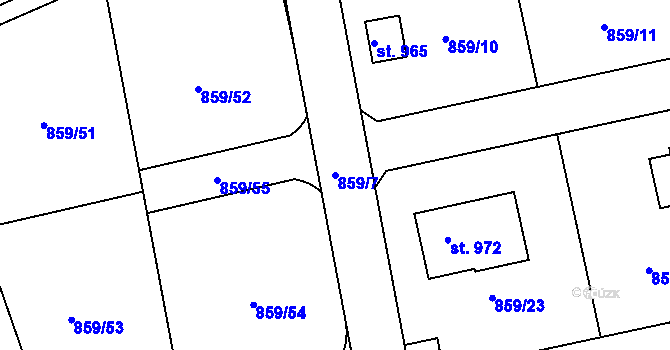 Parcela st. 859/7 v KÚ Žebrák, Katastrální mapa