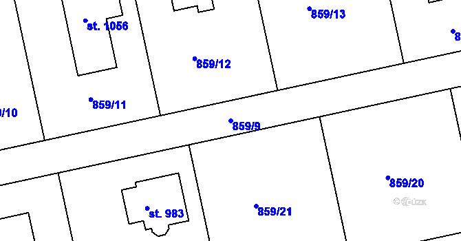 Parcela st. 859/9 v KÚ Žebrák, Katastrální mapa