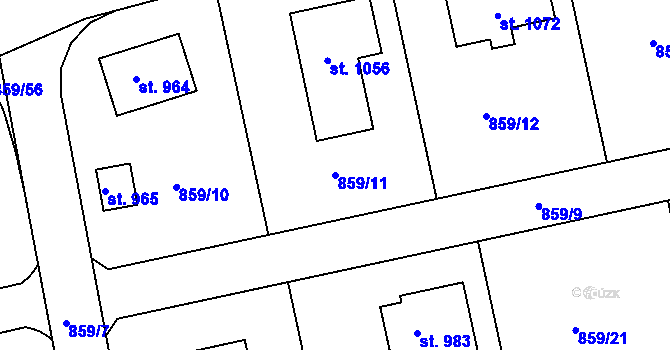 Parcela st. 859/11 v KÚ Žebrák, Katastrální mapa