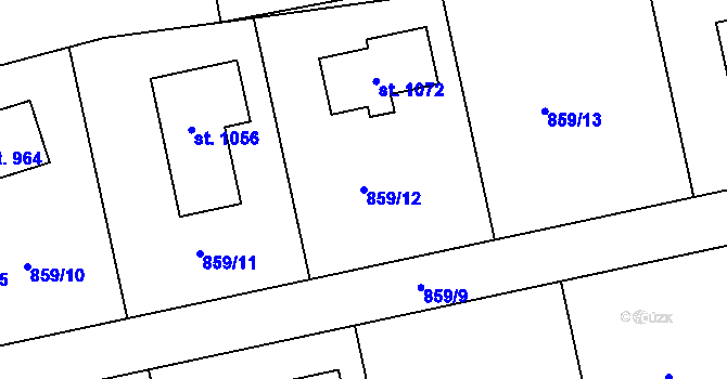 Parcela st. 859/12 v KÚ Žebrák, Katastrální mapa