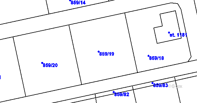 Parcela st. 859/19 v KÚ Žebrák, Katastrální mapa