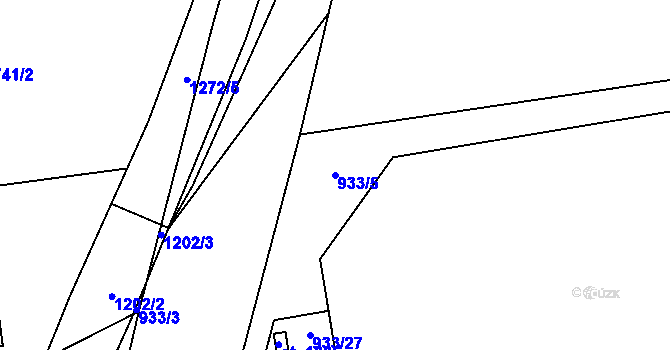 Parcela st. 933/5 v KÚ Žebrák, Katastrální mapa