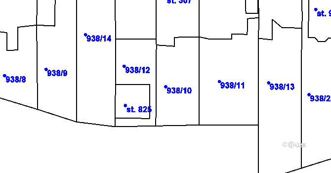 Parcela st. 938/10 v KÚ Žebrák, Katastrální mapa