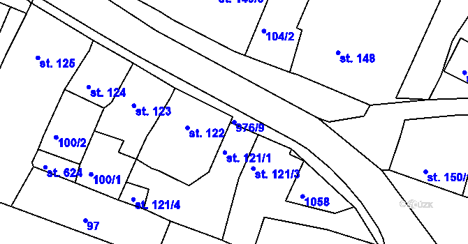 Parcela st. 976/9 v KÚ Žebrák, Katastrální mapa