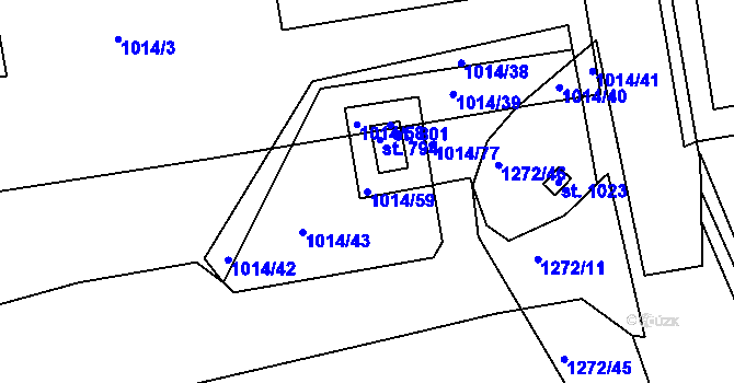 Parcela st. 1014/59 v KÚ Žebrák, Katastrální mapa