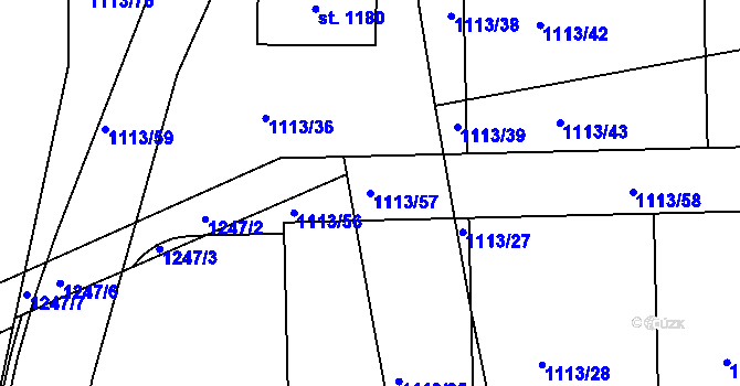 Parcela st. 1113/57 v KÚ Žebrák, Katastrální mapa