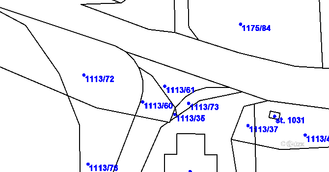 Parcela st. 1113/61 v KÚ Žebrák, Katastrální mapa