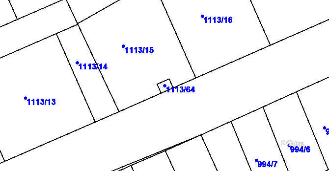Parcela st. 1113/64 v KÚ Žebrák, Katastrální mapa