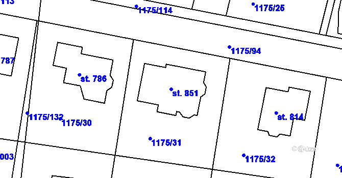 Parcela st. 851 v KÚ Žebrák, Katastrální mapa