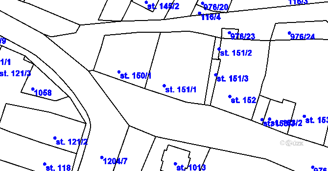 Parcela st. 151/1 v KÚ Žebrák, Katastrální mapa