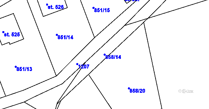 Parcela st. 858/14 v KÚ Žebrák, Katastrální mapa