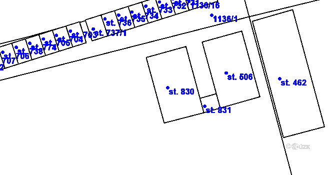 Parcela st. 830 v KÚ Žebrák, Katastrální mapa