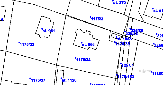 Parcela st. 865 v KÚ Žebrák, Katastrální mapa