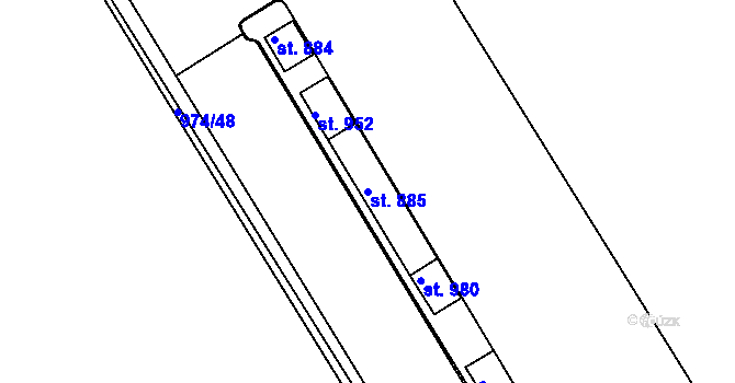 Parcela st. 885 v KÚ Žebrák, Katastrální mapa