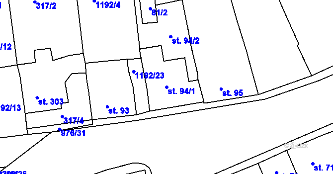 Parcela st. 94/1 v KÚ Žebrák, Katastrální mapa