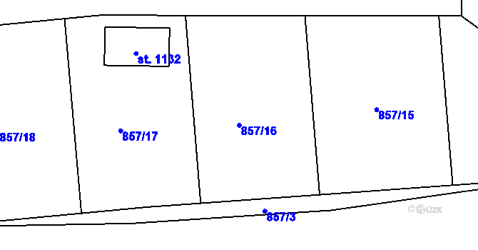 Parcela st. 857/16 v KÚ Žebrák, Katastrální mapa