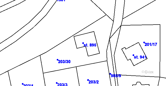 Parcela st. 895 v KÚ Žebrák, Katastrální mapa