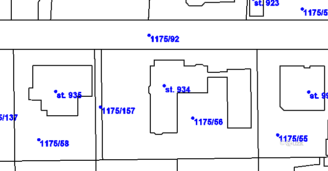 Parcela st. 934 v KÚ Žebrák, Katastrální mapa