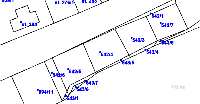 Parcela st. 542/4 v KÚ Žebrák, Katastrální mapa