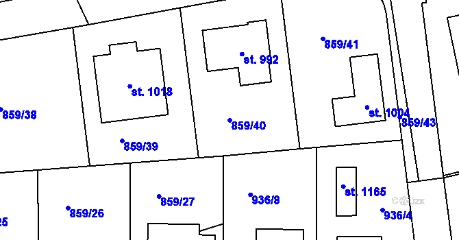 Parcela st. 859/40 v KÚ Žebrák, Katastrální mapa