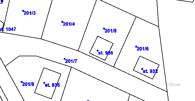 Parcela st. 966 v KÚ Žebrák, Katastrální mapa