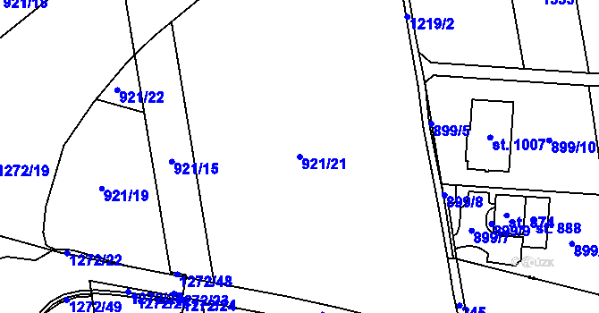 Parcela st. 921/21 v KÚ Žebrák, Katastrální mapa