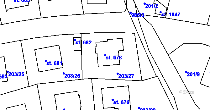 Parcela st. 678 v KÚ Žebrák, Katastrální mapa