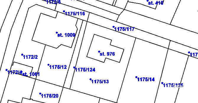 Parcela st. 976 v KÚ Žebrák, Katastrální mapa