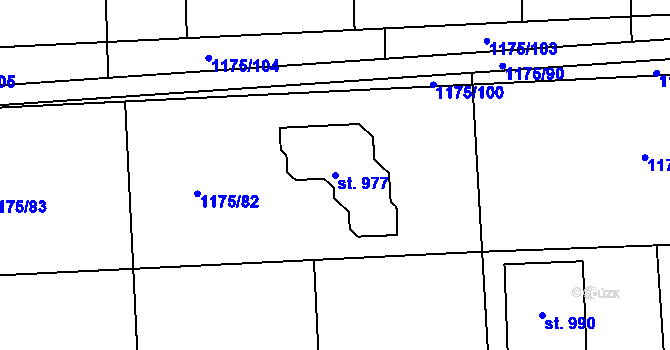 Parcela st. 977 v KÚ Žebrák, Katastrální mapa
