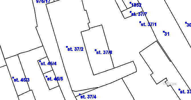 Parcela st. 37/8 v KÚ Žebrák, Katastrální mapa