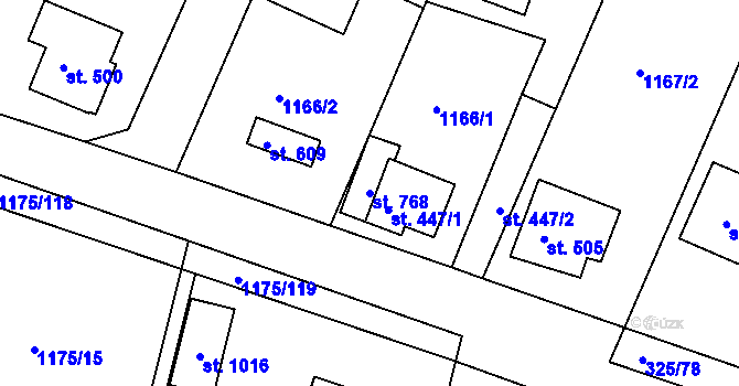 Parcela st. 768 v KÚ Žebrák, Katastrální mapa