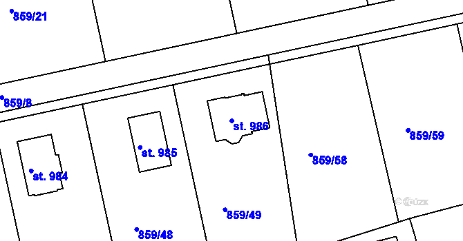 Parcela st. 986 v KÚ Žebrák, Katastrální mapa