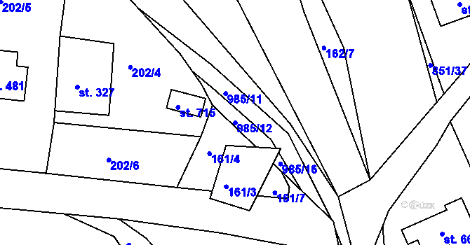 Parcela st. 985/12 v KÚ Žebrák, Katastrální mapa