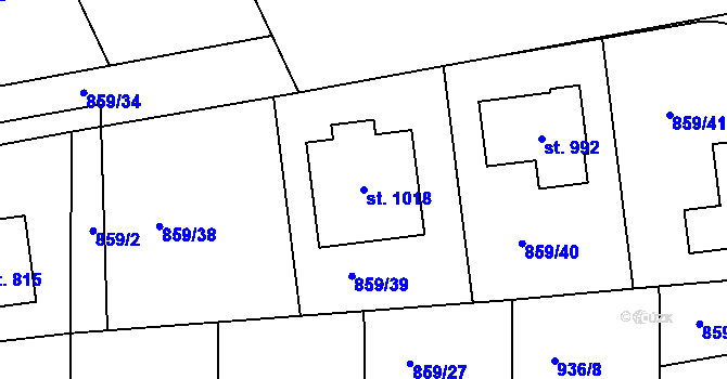 Parcela st. 1018 v KÚ Žebrák, Katastrální mapa
