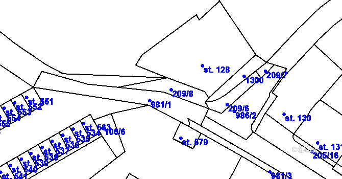 Parcela st. 209/8 v KÚ Žebrák, Katastrální mapa
