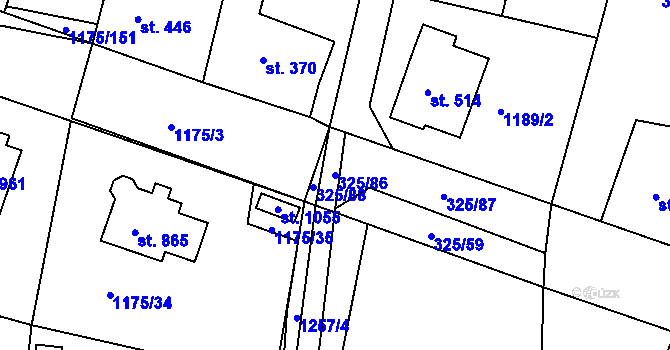 Parcela st. 325/86 v KÚ Žebrák, Katastrální mapa