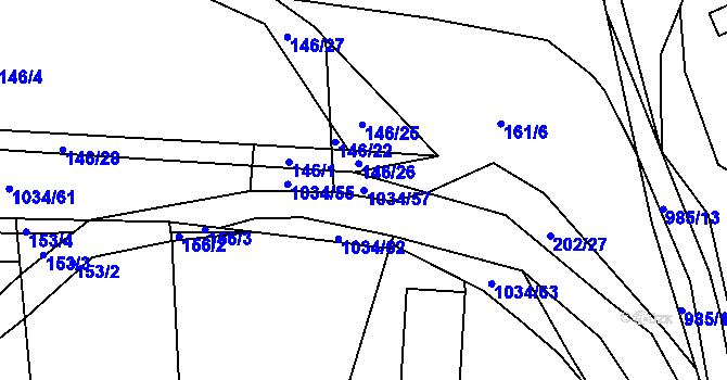 Parcela st. 1034/57 v KÚ Žebrák, Katastrální mapa