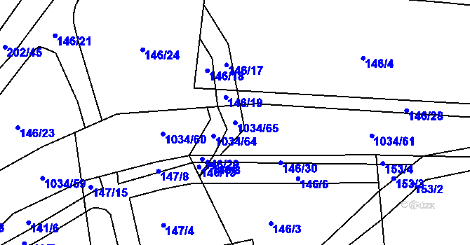 Parcela st. 1034/65 v KÚ Žebrák, Katastrální mapa