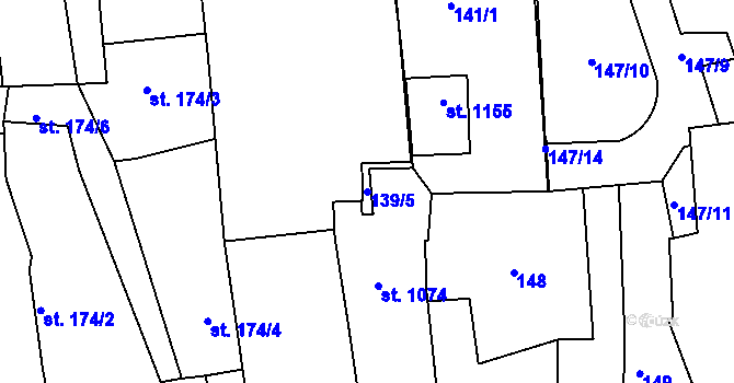 Parcela st. 139/5 v KÚ Žebrák, Katastrální mapa