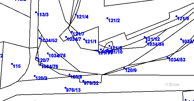 Parcela st. 121/11 v KÚ Žebrák, Katastrální mapa