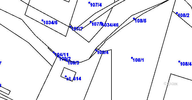 Parcela st. 109/4 v KÚ Žebrák, Katastrální mapa