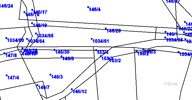 Parcela st. 153/4 v KÚ Žebrák, Katastrální mapa