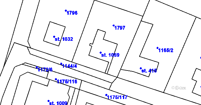 Parcela st. 1059 v KÚ Žebrák, Katastrální mapa