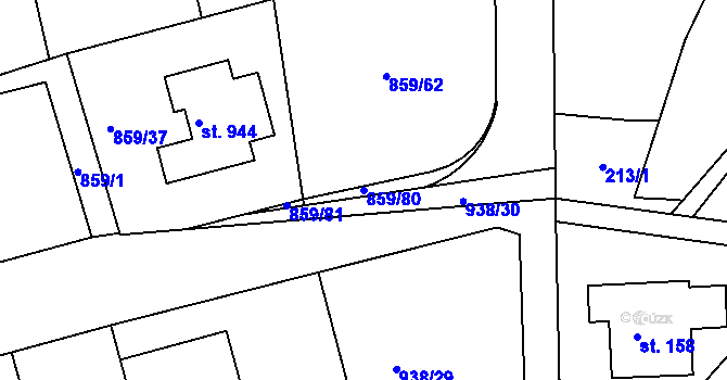 Parcela st. 859/80 v KÚ Žebrák, Katastrální mapa