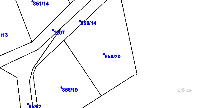 Parcela st. 858/20 v KÚ Žebrák, Katastrální mapa