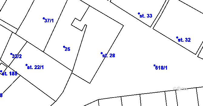 Parcela st. 28 v KÚ Choťovice, Katastrální mapa