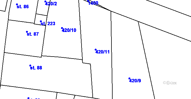 Parcela st. 420/11 v KÚ Choťovice, Katastrální mapa