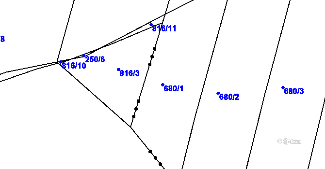 Parcela st. 680/1 v KÚ Choťovice, Katastrální mapa