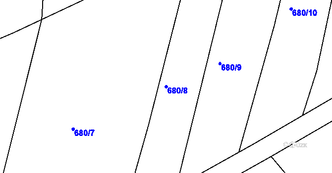 Parcela st. 680/8 v KÚ Choťovice, Katastrální mapa